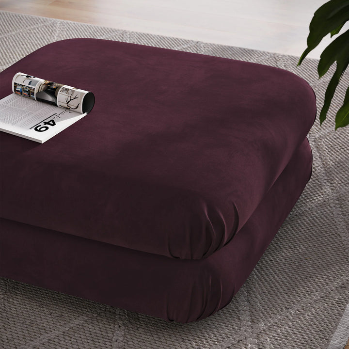 Billee Performance Velvet Ottoman - Mulberry