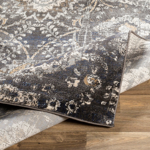 Indigo Ikat-Inspired Machine Woven Rug
