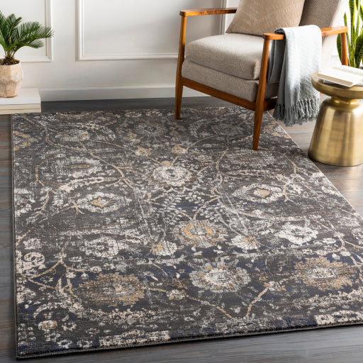 Indigo Ikat-Inspired Machine Woven Rug