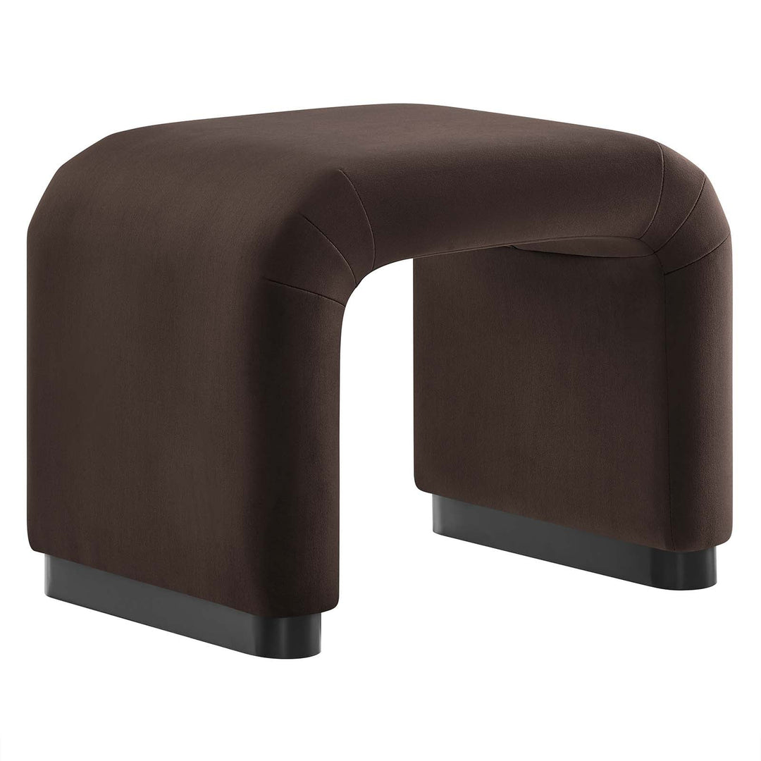 Dell Performance Velvet Waterfall Stool - Black Chocolate Brown