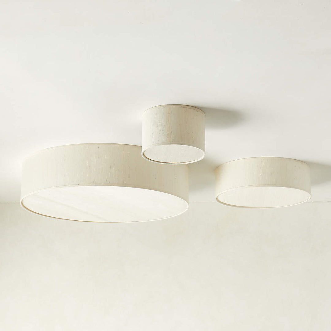 BOUM RAW SILK DRUM FLUSH MOUNT LIGHT 34