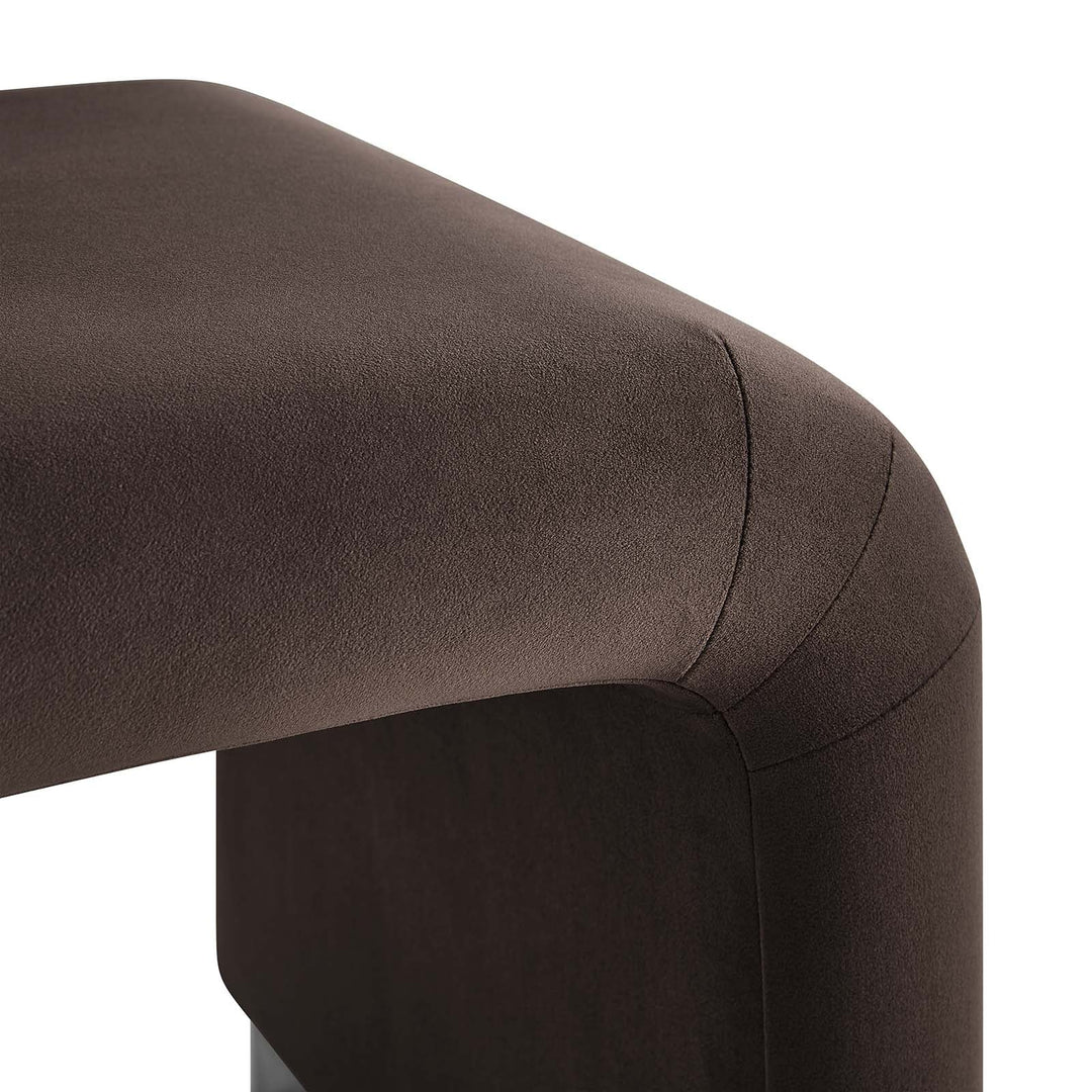 Dell Performance Velvet Waterfall Stool - Black Chocolate Brown