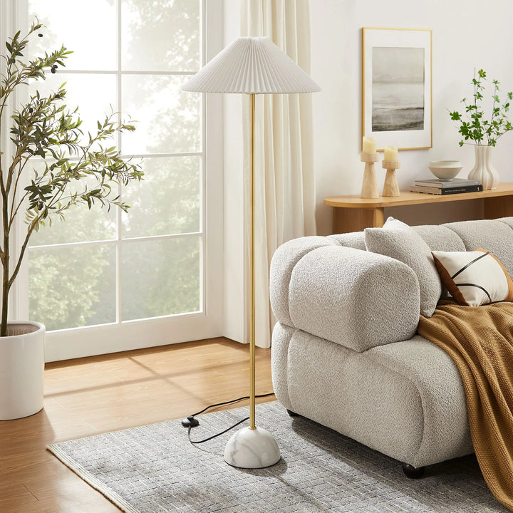 Lilia Marble Dome Floor Lamp - Brass