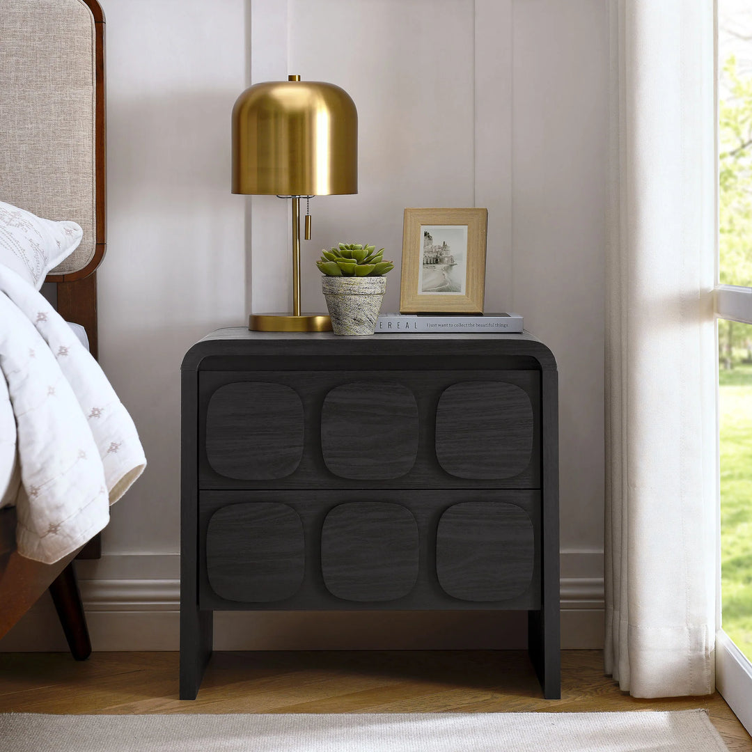 Curie 2 - Drawer Black Nightstand