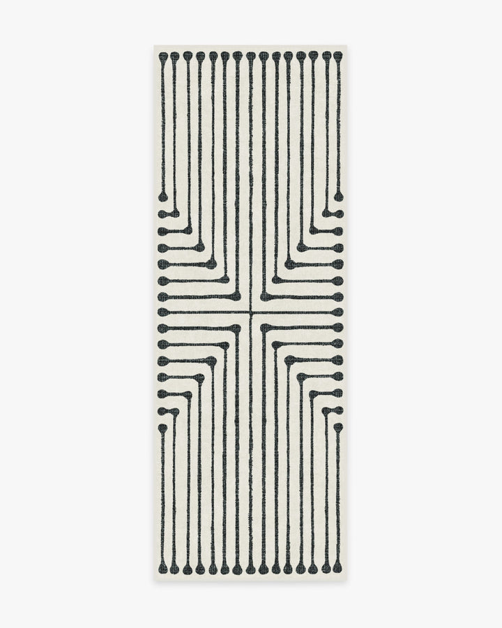 Inkdrop Black & Ivory Rug-2'5"x7'