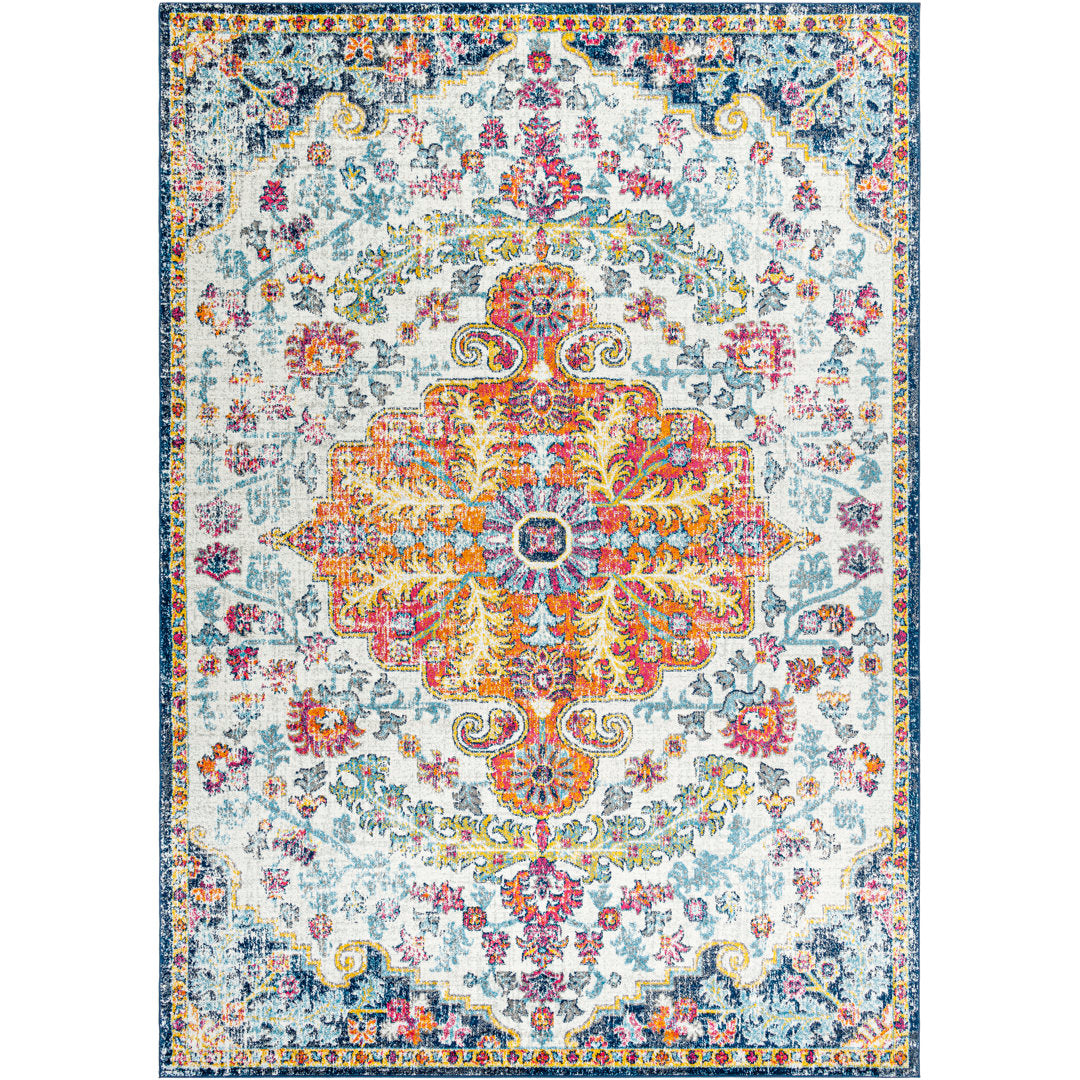 Hillsby Oriental Blue/Orange Area Rug Mistana™ Rug Size: Rectangle 9' x 12'6"