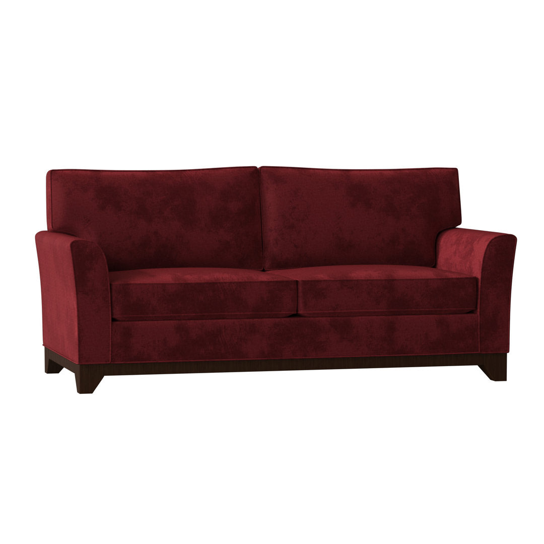 Lexi Flared Arm Sofa Poshbin Leg Color: Walnut Size: 84 Inches Body Fabric: Bella White Performance Velvet