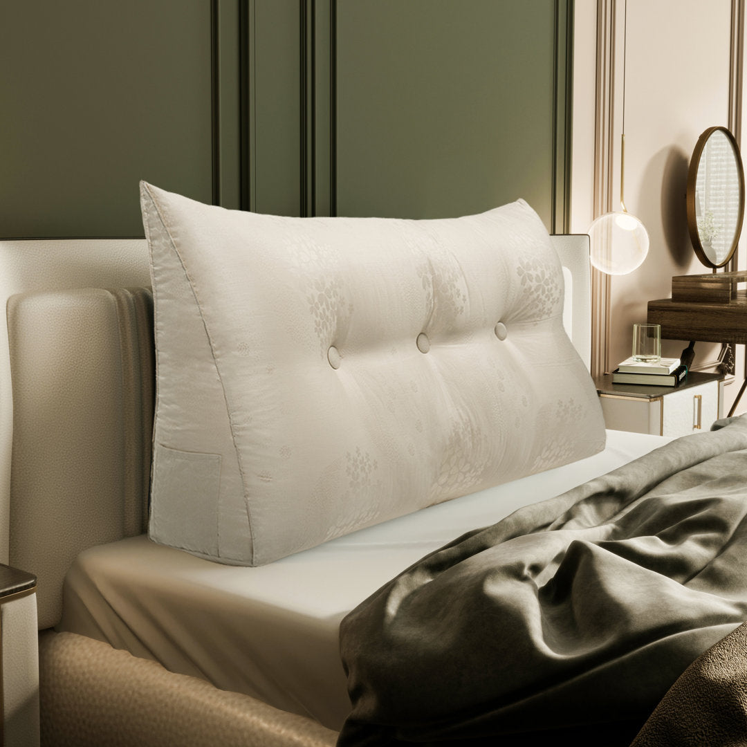 Sit-up Back Comfort Large Triangular Bolster Headboard Reading Wedge Pillow Versatile Bed Rest Positioning Support WOWMAX Color: Light Beige Size: 20"H x 39"W