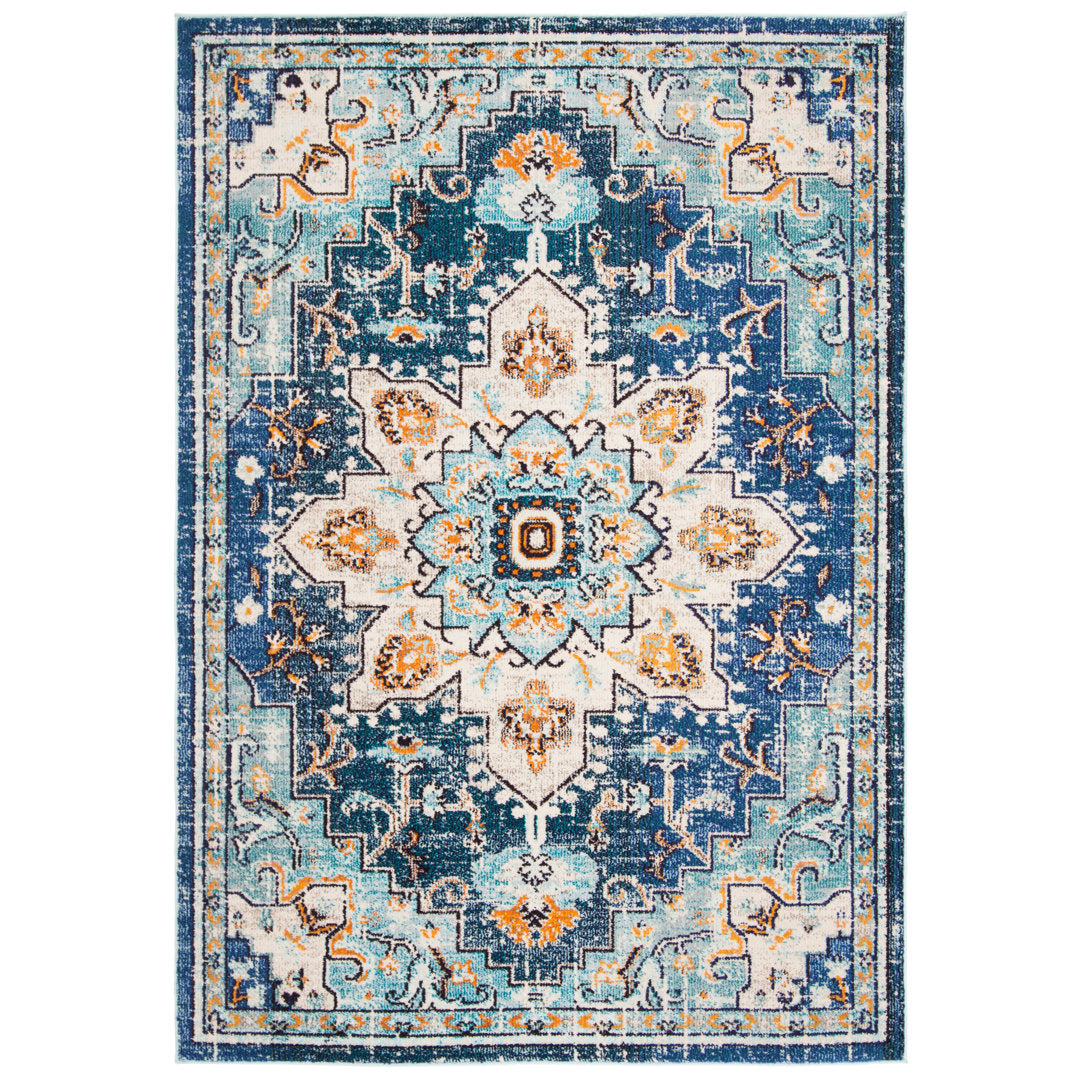Felty Oriental Blue/Light Blue Area Rug Langley Street® Rug Size: Rectangle 2'2" x 4'