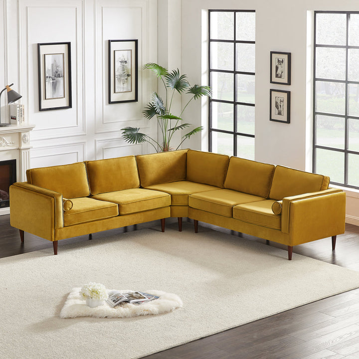 Isaak 105" Wide Symmetrical Corner Etta Avenue™ Fabric: Yellow Velvet