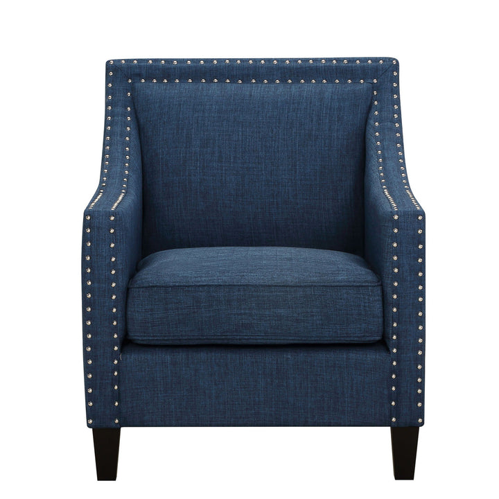 Hilga Erica Accent Armchair With Chrome Nailhead Trim Winston Porter Fabric: Blue Polyester Blend