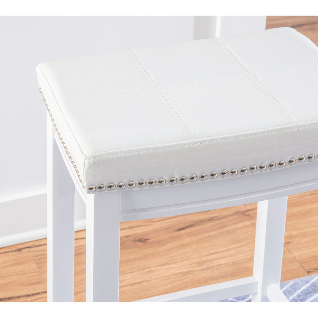 Arlyce Counter & Bar Solid Wood Backless Stool with Upholstered Seat Lark Manor™ Seat Height: Bar Stool (32.25" Seat Height)