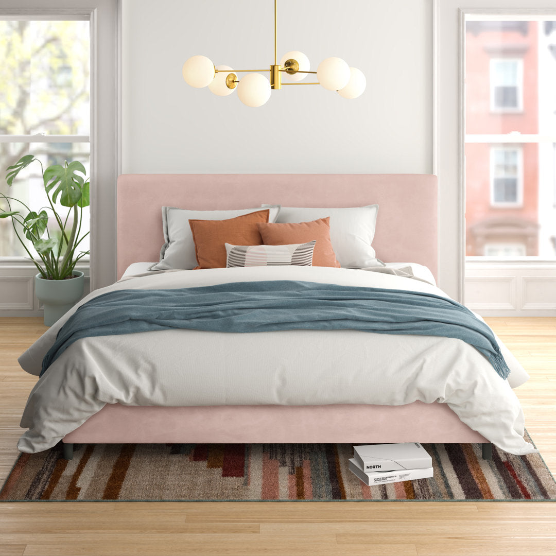 Pyburn Upholstered Low Profile Platform Bed Mercury Row® Color: Classic Blush Performance Velvet Size: Twin