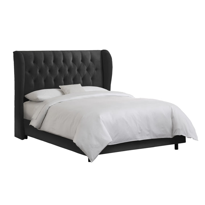 Knaresborough Tufted Upholstered Low Profile Standard Bed Greyleigh™ Size: Queen Body Fabric: Classic Black Performance Velvet