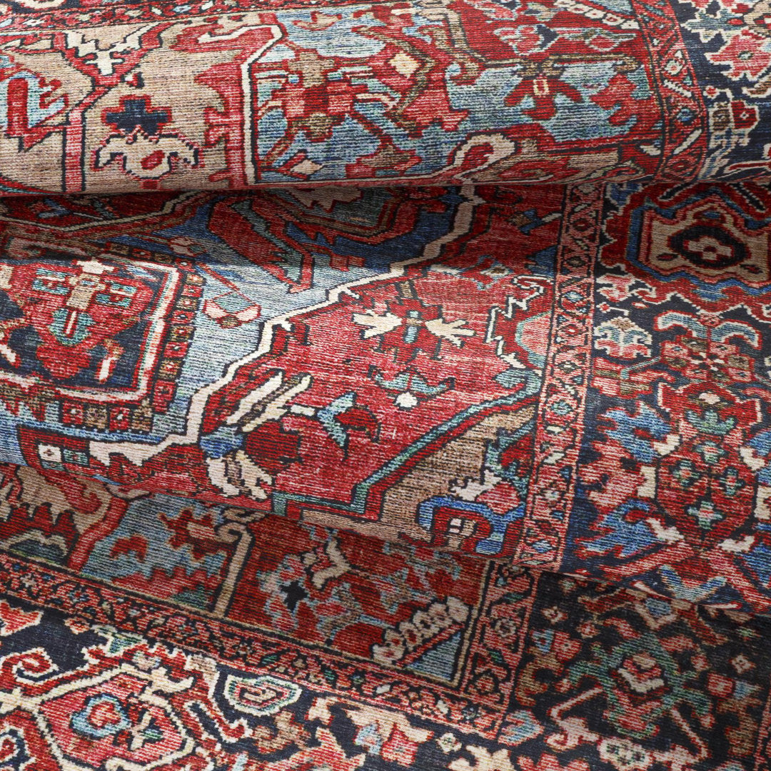 Fleckenstein Oriental Bright Red/Beige/Blue Area Rug Langley Street® Rug Size: Runner 2'6" x 7'6"