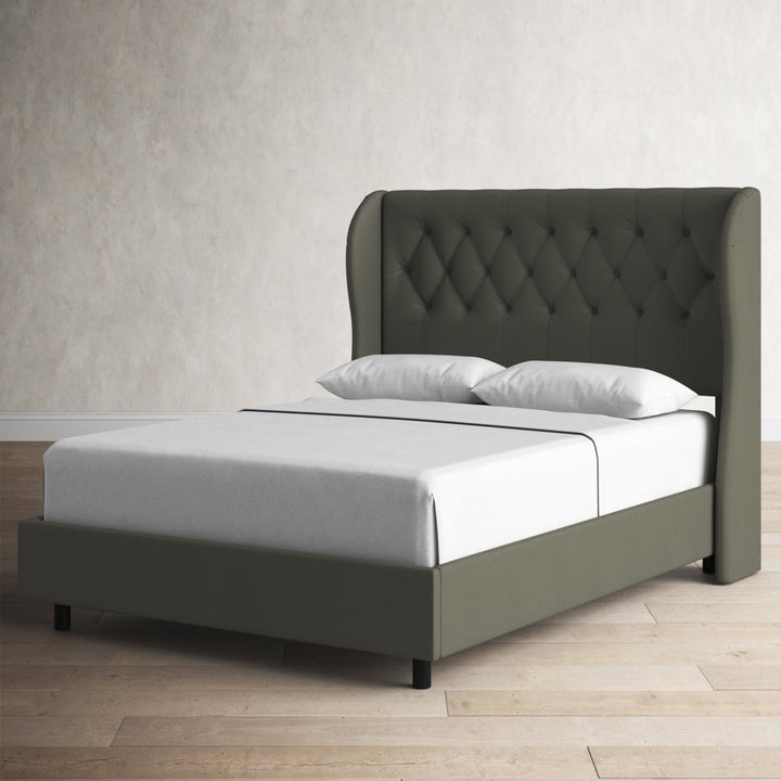Knaresborough Tufted Upholstered Low Profile Standard Bed Greyleigh™ Size: Queen Body Fabric: Grey Twill