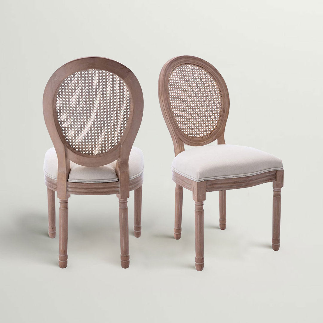 Madelynn King Louis Back Side Chair in Beige/Oak (Set of 2) Kelly Clarkson Home