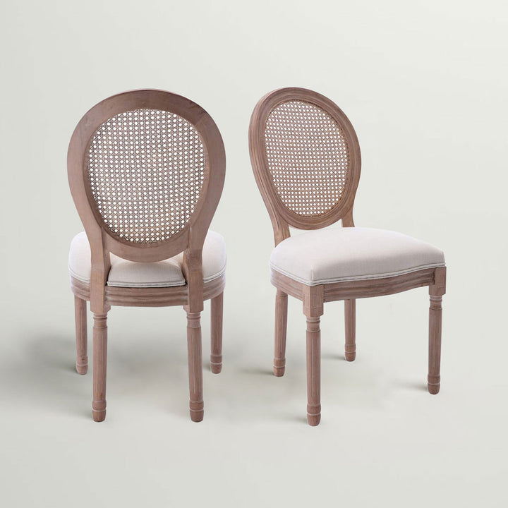 Madelynn King Louis Back Side Chair in Beige/Oak (Set of 2) Kelly Clarkson Home