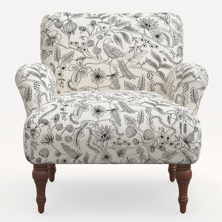 Rifle Paper Co. x Cloth & Company Bristol Armchair Rifle Paper Co. x Cloth & Company Body Fabric: Rpc Aviary Black & Cream Linen