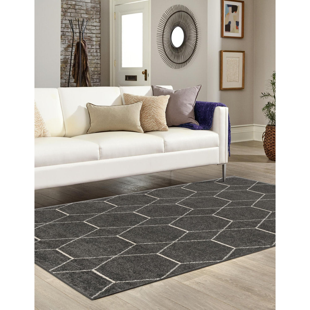 Debrodie Geometric Dark Gray Area Rug George Oliver Rug Size: Rectangle 10' x 13'