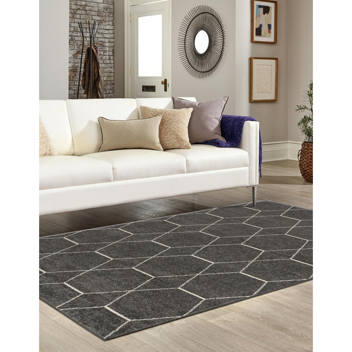 Debrodie Geometric Dark Gray Area Rug George Oliver Rug Size: Rectangle 10' x 13'