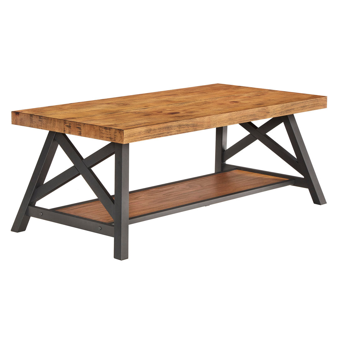 Isakson Trestle Coffee Table with Storage Laurel Foundry Modern Farmhouse® Table Top Color: Oak