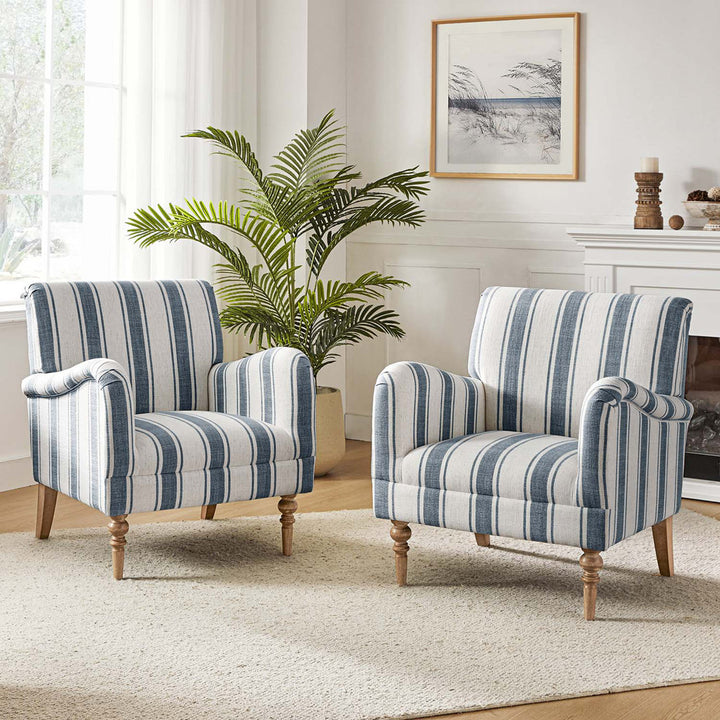 Lila Upholstered Armchair with Solid Wood Legs (Set of 2) Sand & Stable™ Fabric: Navy 100% Polyester