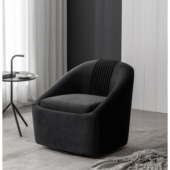 Arrun 28" W Velvet Swivel Barrel Chair (Set of 2) Wade Logan® Fabric: Black Velvet