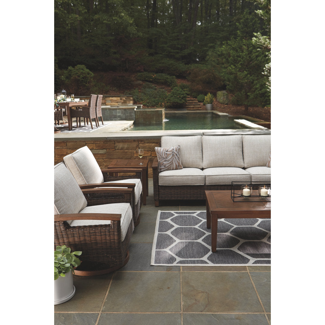 Estill Patio Sofa with Cushions Highland Dunes