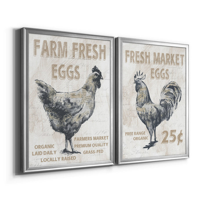 Farm Fresh Chicken - 2 Piece Print Set (Set of 2) August Grove® Mat Color: No Mat Size: 18.5" H x 49" W x 1.5" D Format: Silver Framed Canvas