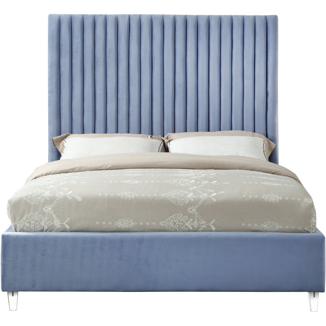 Upholstered Tufted Low Profile Platform Bed Everly Quinn Color: Sky Blue Size: King