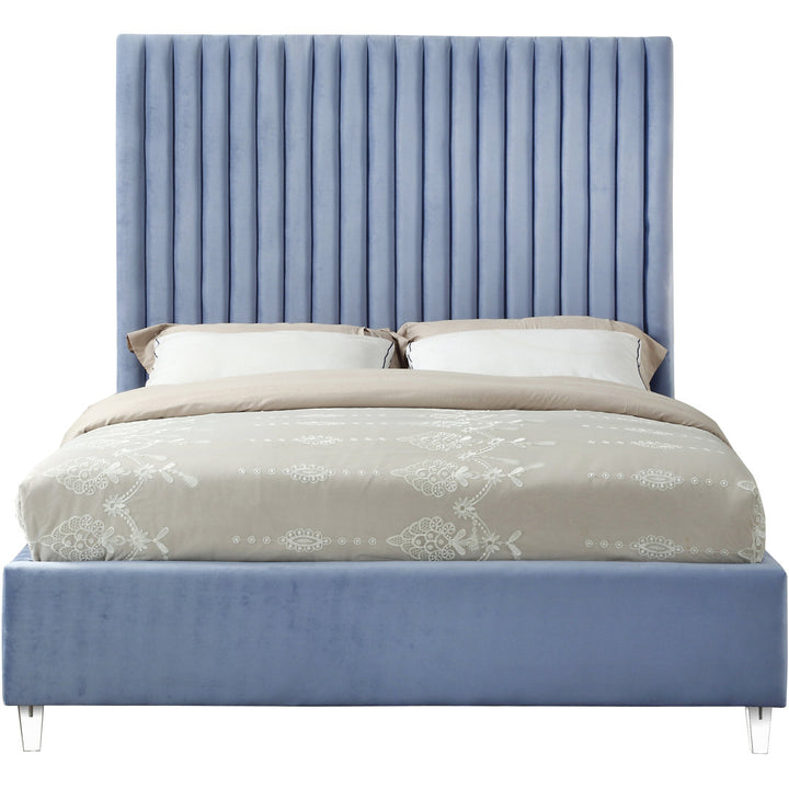 Upholstered Tufted Low Profile Platform Bed Everly Quinn Color: Sky Blue Size: King