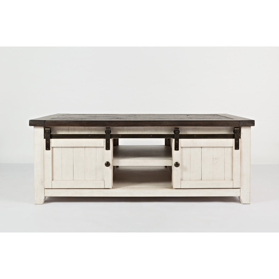 Solid Wood Coffee Table with Storage Sand & Stable™ Table Base Color: White