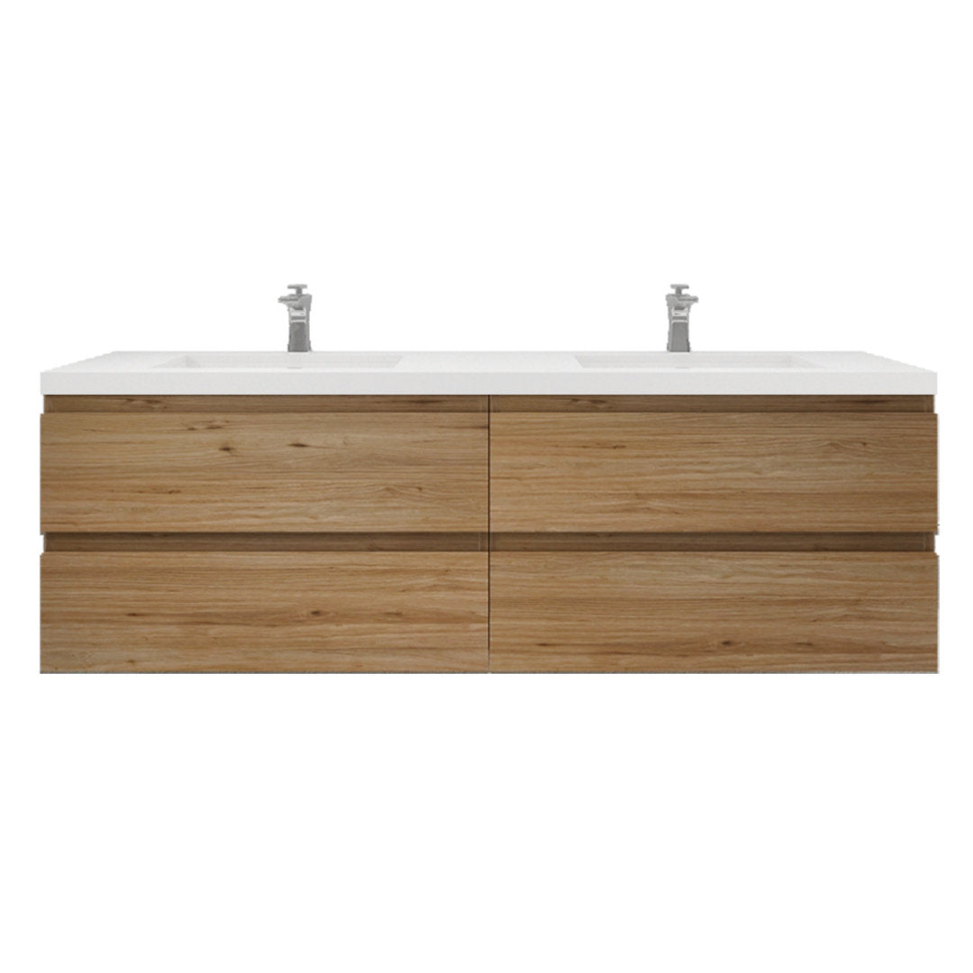 Aylanna 72" Wall-Mounted Double Bathroom Vanity Set Wade Logan® Base Finish: Natural Oak