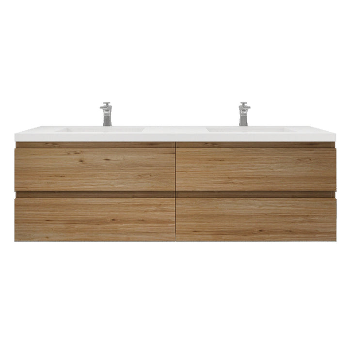 Aylanna 72" Wall-Mounted Double Bathroom Vanity Set Wade Logan® Base Finish: Natural Oak