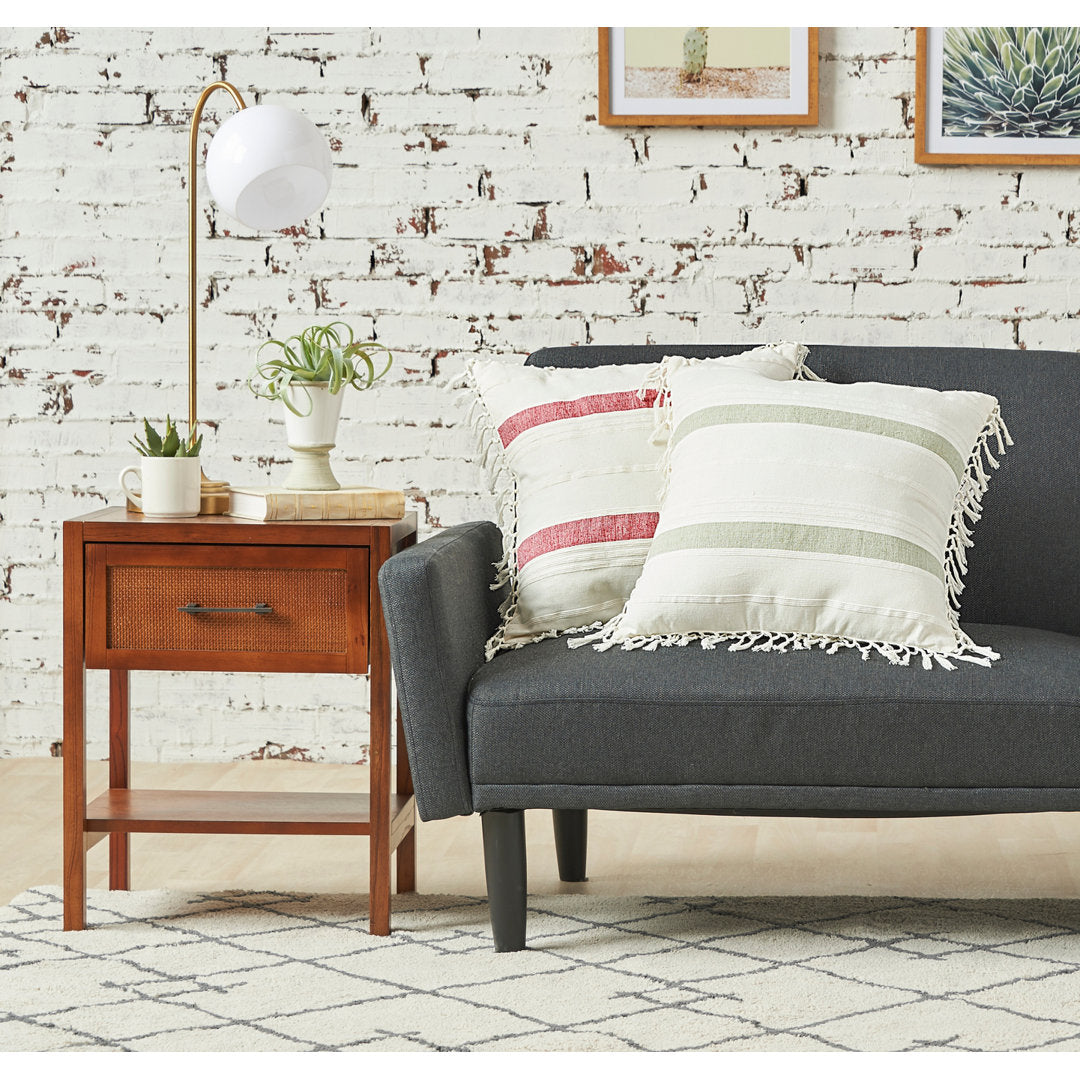 Nathan Striped Woven Square Throw Pillow C&F Home Color: Garnet