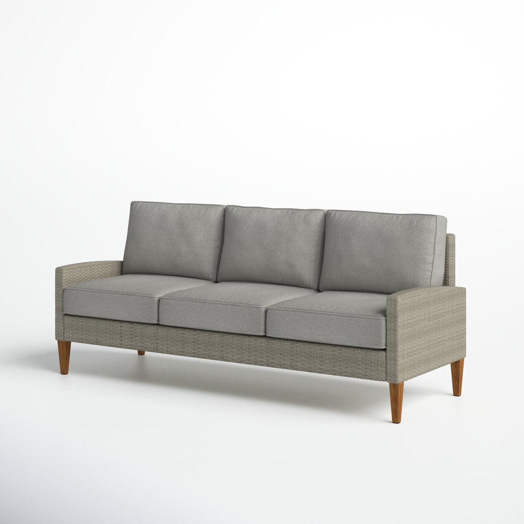 Gabor 75.75" Wide Outdoor Wicker Patio Sofa with Cushions Birch Lane™