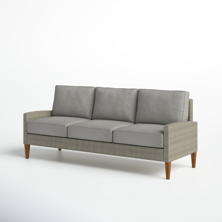 Gabor 75.75" Wide Outdoor Wicker Patio Sofa with Cushions Birch Lane™