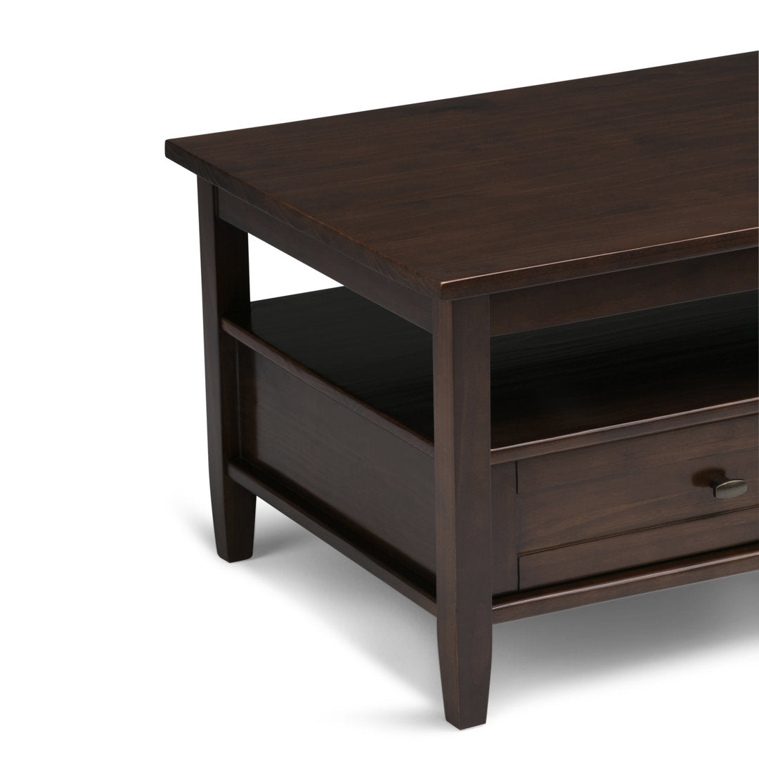 Warm Shaker SOLID WOOD 48 inch Wide Rectangle Transitional Coffee Table Simpli Home Color: Tobacco Brown