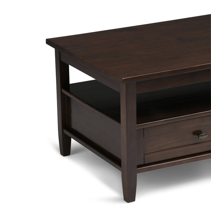 Warm Shaker SOLID WOOD 48 inch Wide Rectangle Transitional Coffee Table Simpli Home Color: Tobacco Brown