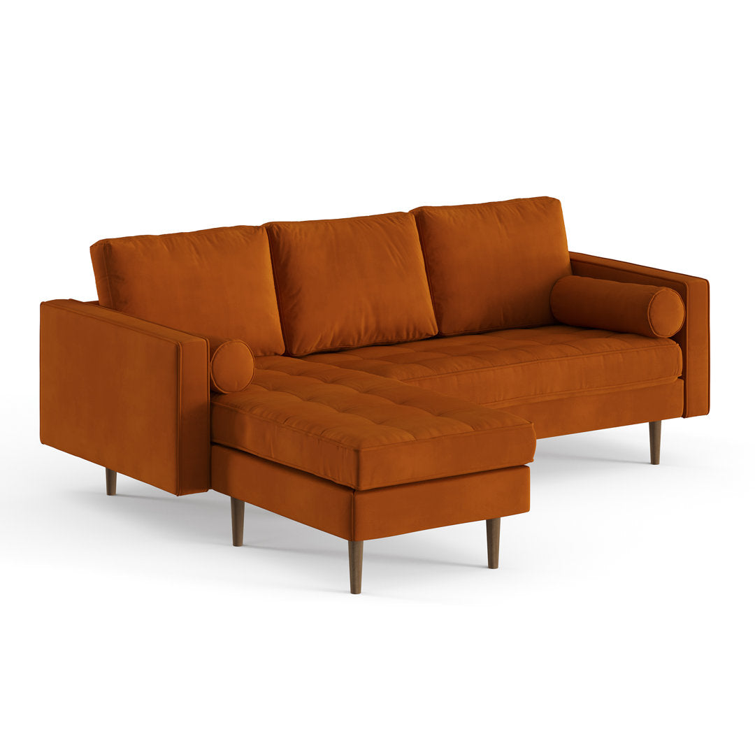 Geo 84" Wide Reversible Sofa and Chaise AllModern Body Fabric: Burnt Orange Performance Velvet