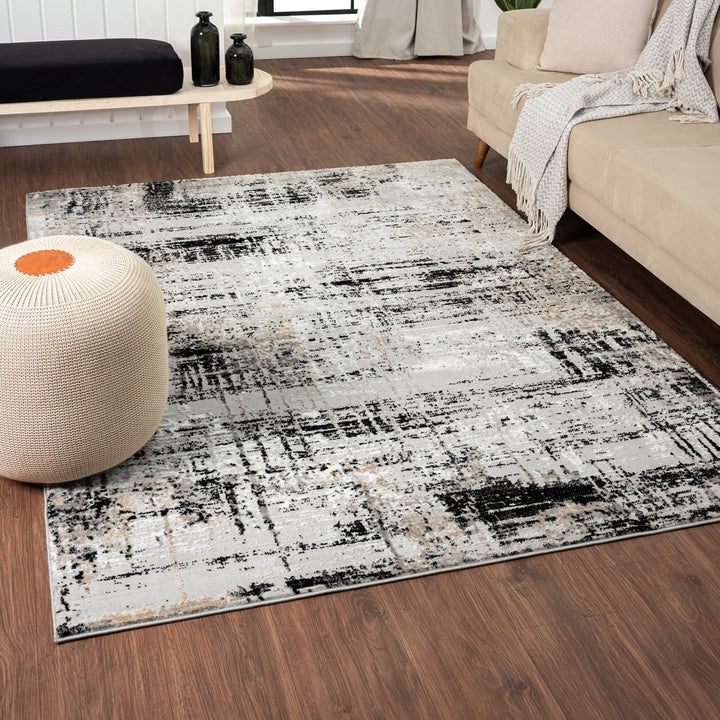 Kailianna Abstract Black/White Area Rug 17 Stories Rug Size: Rectangle 9' x 12'