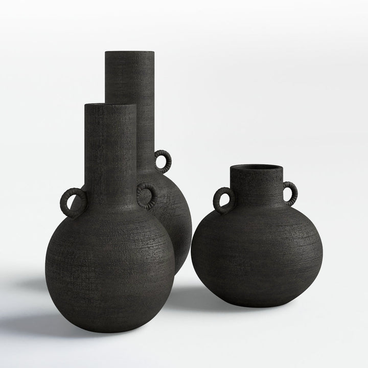 3 Piece Iyanna Ceramic Table Vase Set Birch Lane™ Color: Black