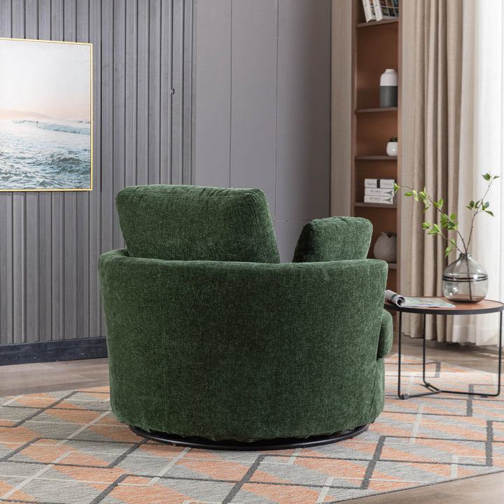 Achorn 42.26" W Polyester Recessed Arm Slipcovered Swivel Barrel Chair Hokku Designs Fabric: Green Polyester