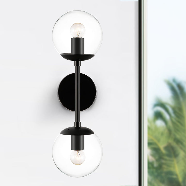 Cournoyer 2-Light Dimmable Wallchiere George Oliver Shade Color: Clear Finish: Black