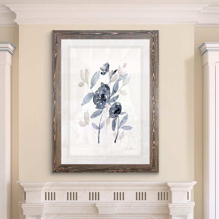 Peonies In Gray I' - Picture Frame Print on Glass Winston Porter Size: 28" H x 38" W x 1.25" D Format: Framed Espresso Print
