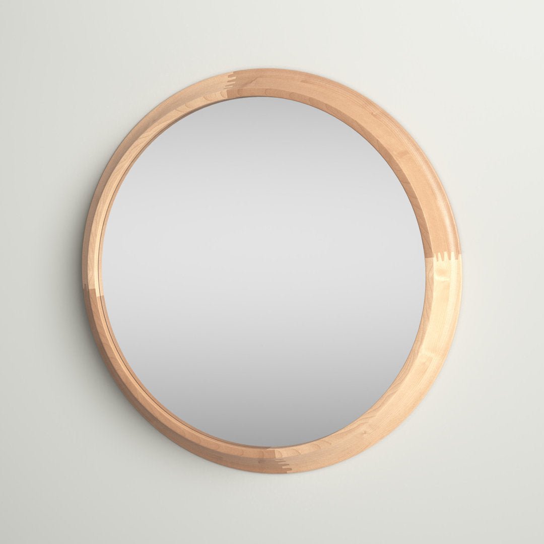 Laylah Wood Framed Mirror 24" Diameter Natural Sand & Stable™