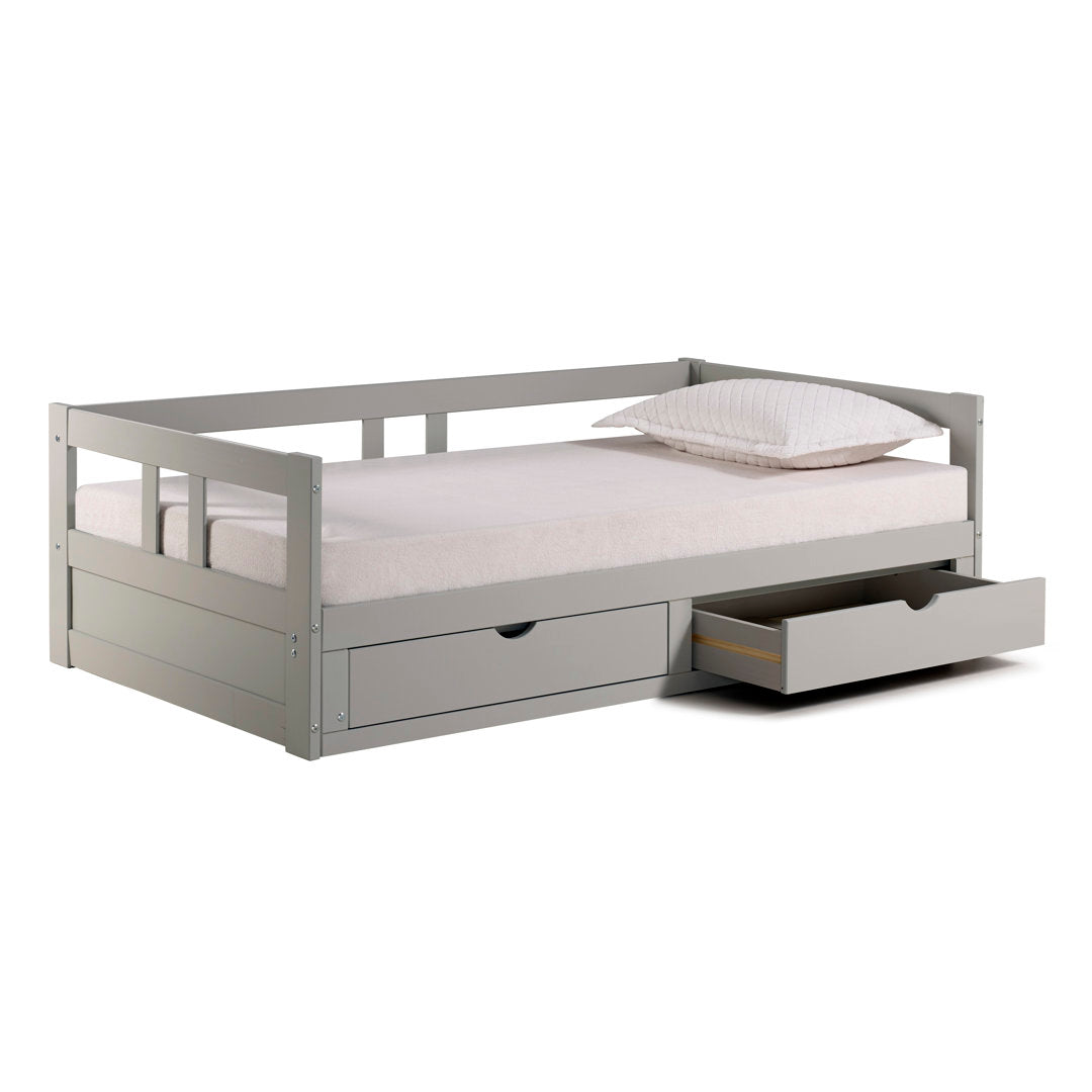 Bechtold Twin to King Solid Wood Frame Extendable Daybed With 2 Drawers And Trundle Guest bed Harriet Bee Bed Frame Color: Dove Gray