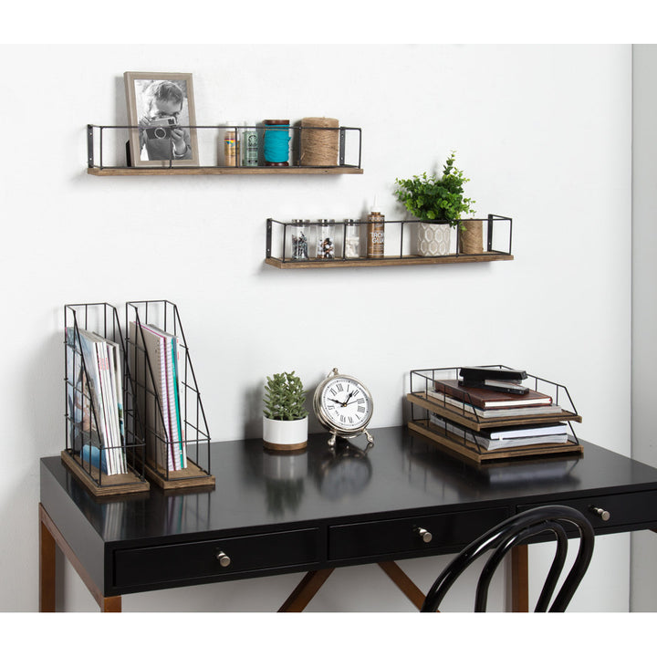 Mccaslin Wood And Metal File Organizer Gracie Oaks Finish: Rustic Wood, Black