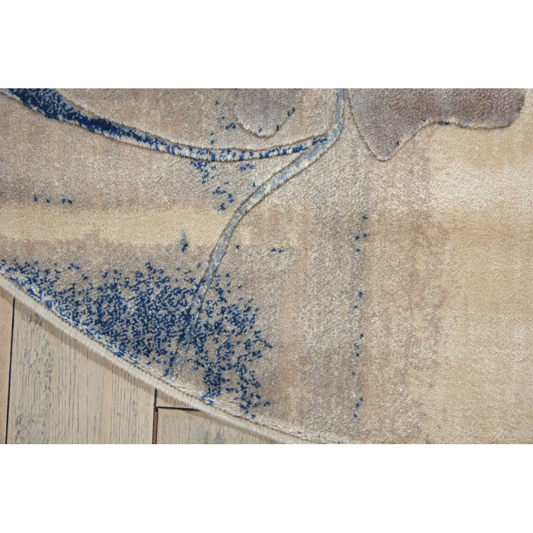 Arnim Floral Blue/Ivory Area Rug Lark Manor™ Rug Size: Round 5'6"